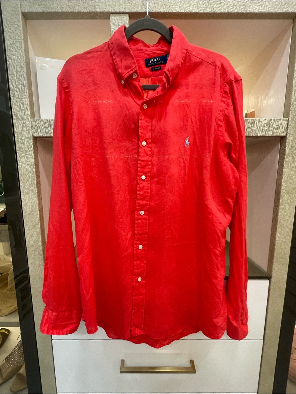Polo by Ralph Lauren Bright Red Button-Down Shirt Size Large